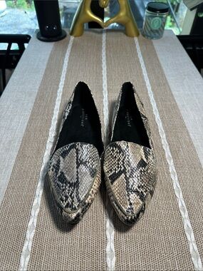 new directions Neutral Snakeskin Pointed Slip-On Flats
